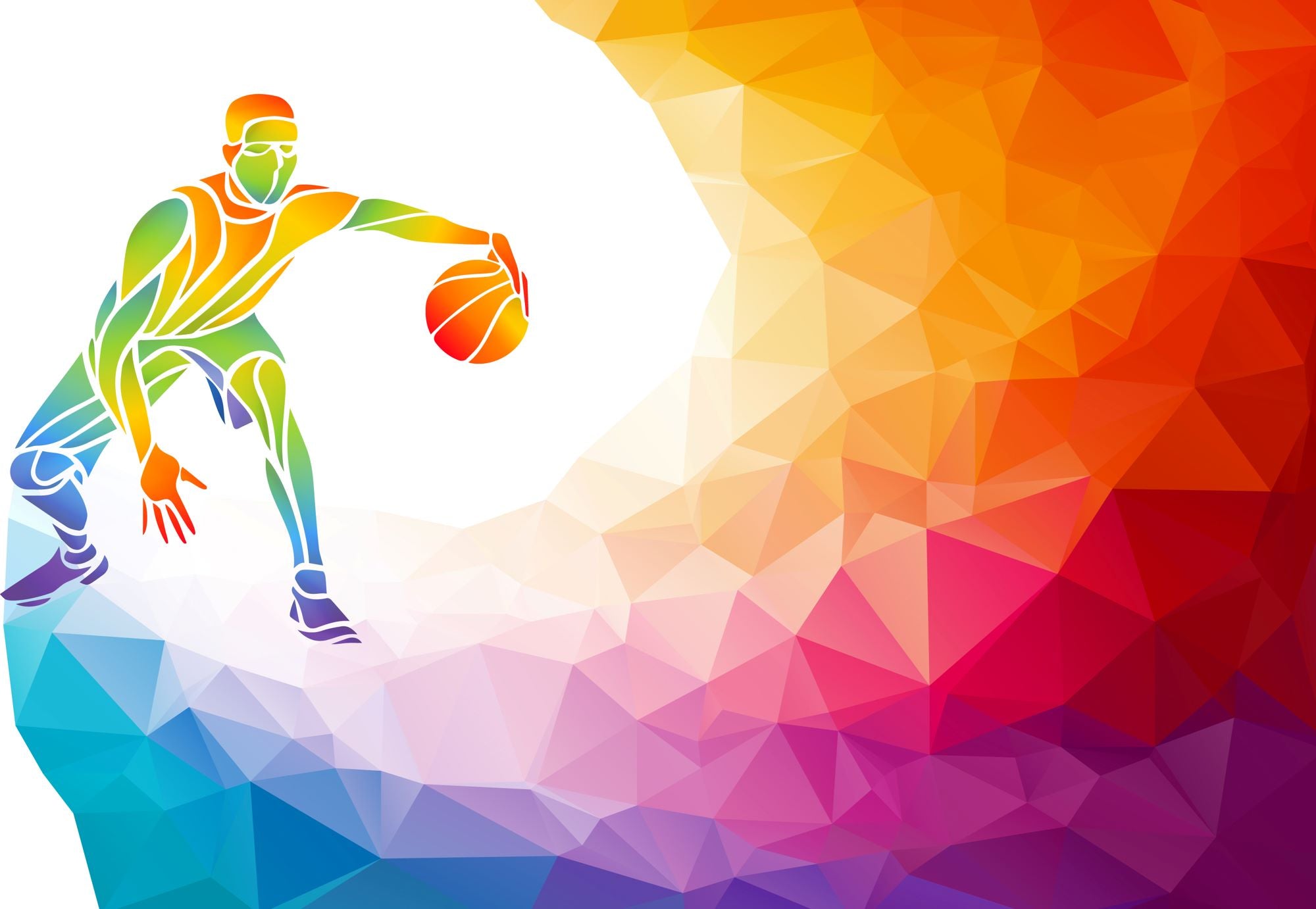 Colorful Geometric Basketball Art