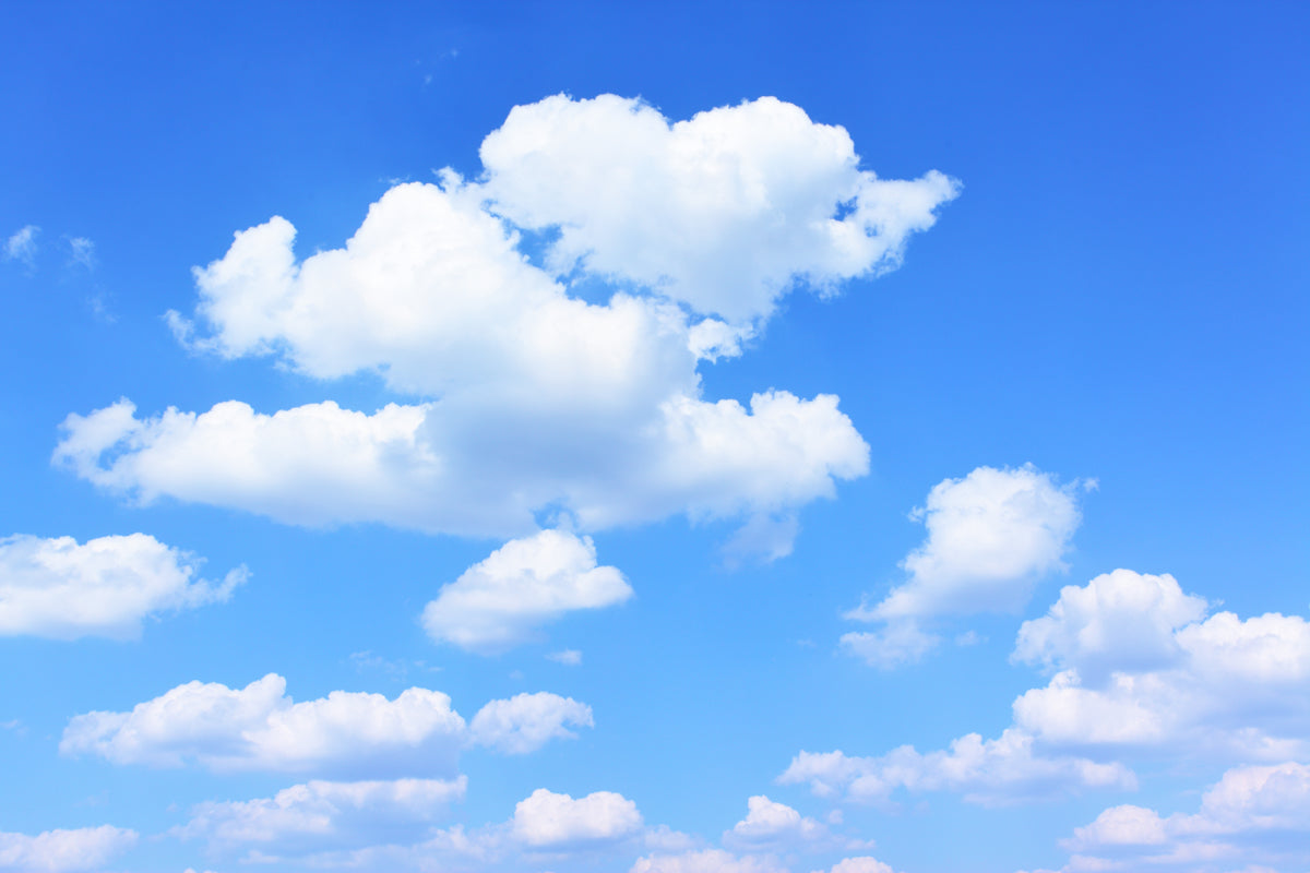 Clear Blue Sky with Soft Fluffy White Clouds