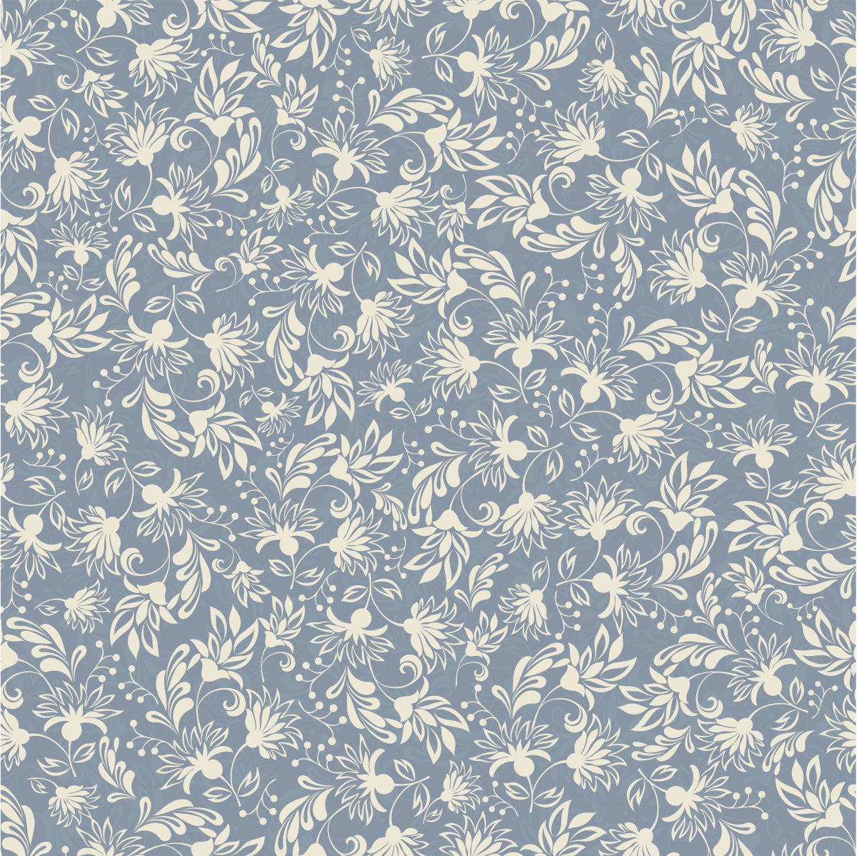 Elegant Ivory Floral Pattern on Dusty Blue Background