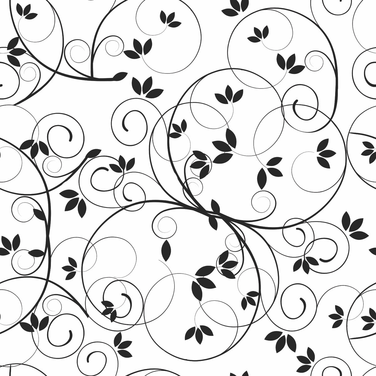 Elegant Black Swirl Vines on White Background