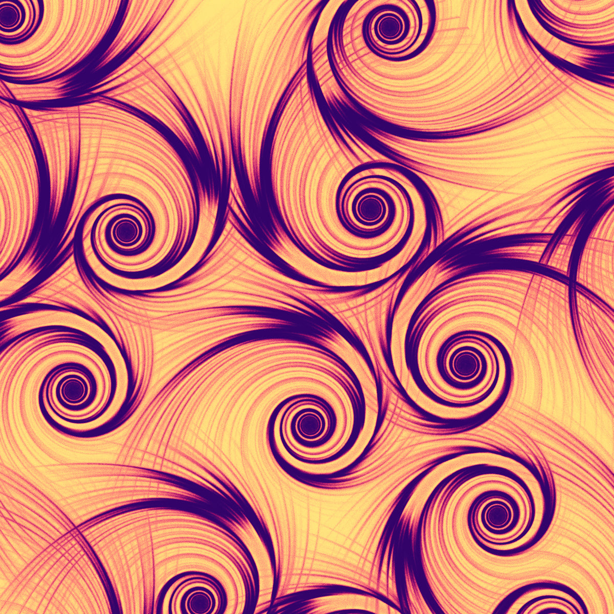 Psychedelic Purple Swirls on Warm Yellow Base