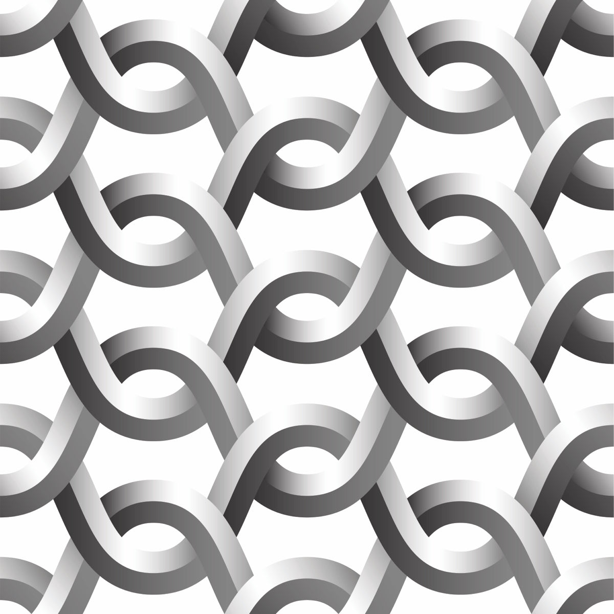 3D Interlocking Wave Pattern in Grey Tones