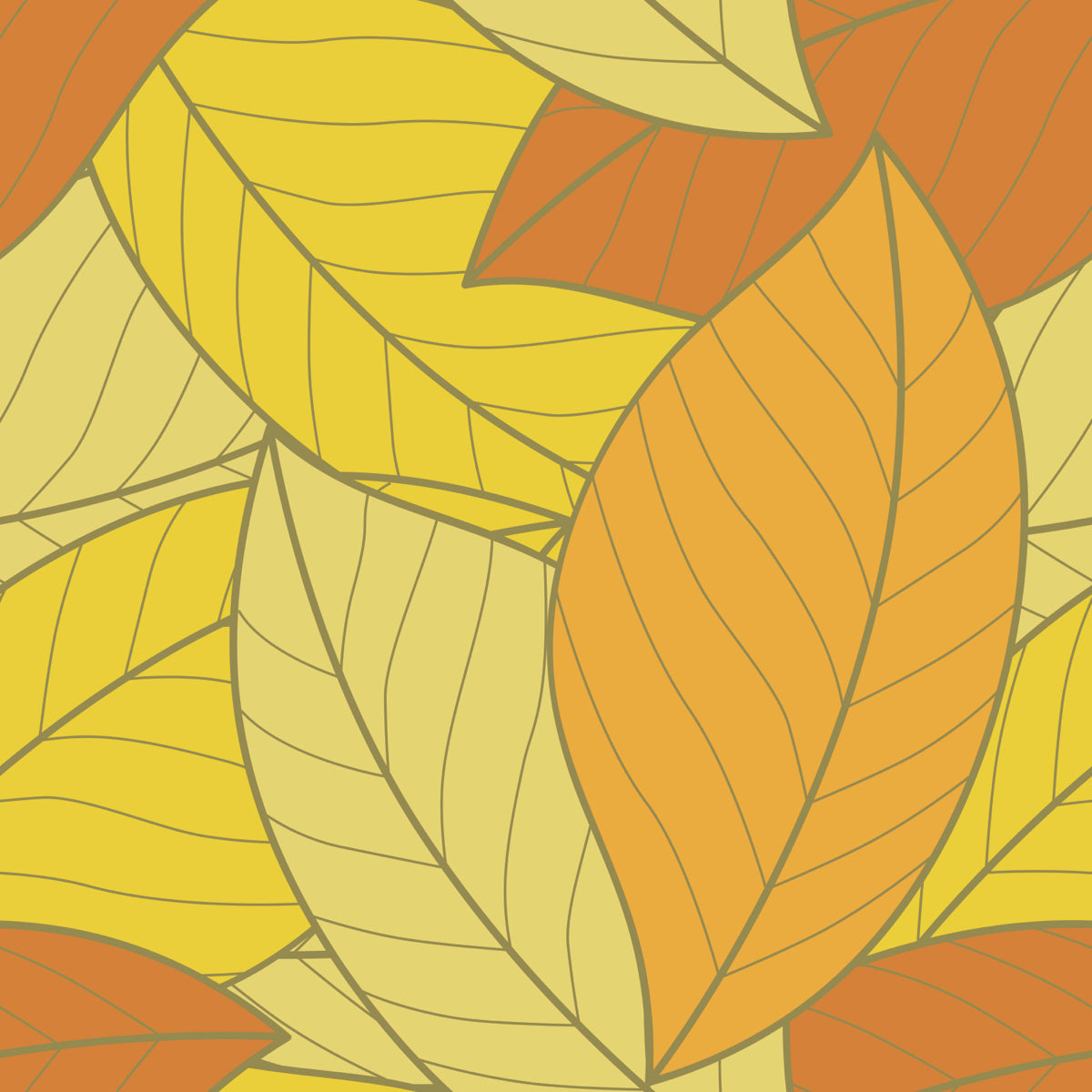 Vibrant Autumn Leaf Pattern in Warm Tones