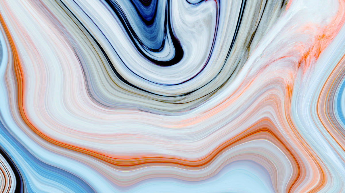 Abstract Marble Swirl in Cool Blue and Orange