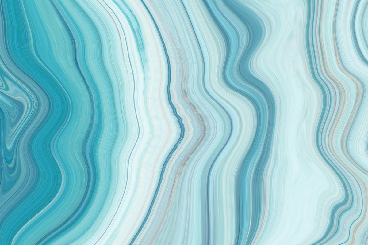 Serene Aqua Wave Pattern in Fluid Marble Style