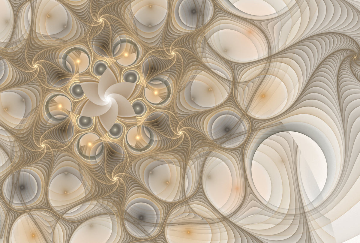 Golden Spiral Mandala with Abstract Depth Flow