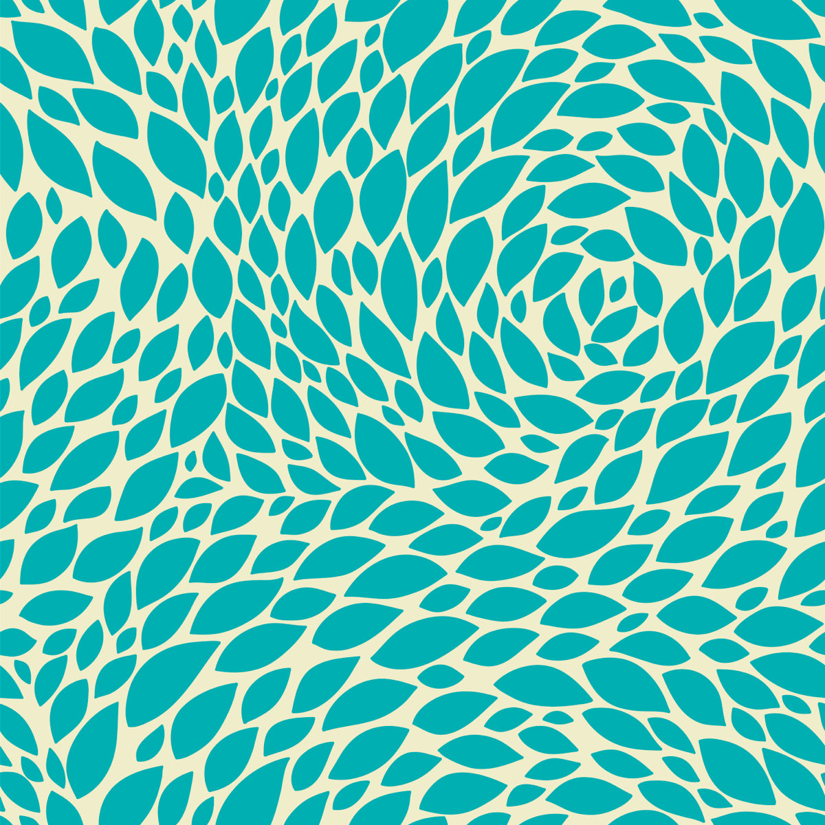 Organic Leaf Spiral Pattern in Teal and Beige