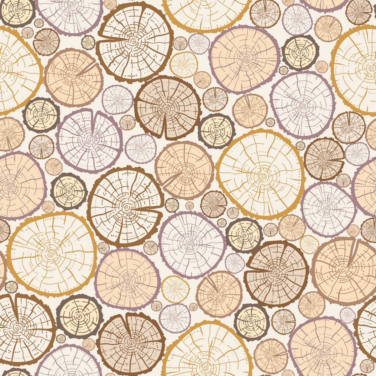 Rustic Tree Rings Pattern in Earthy Neutrals