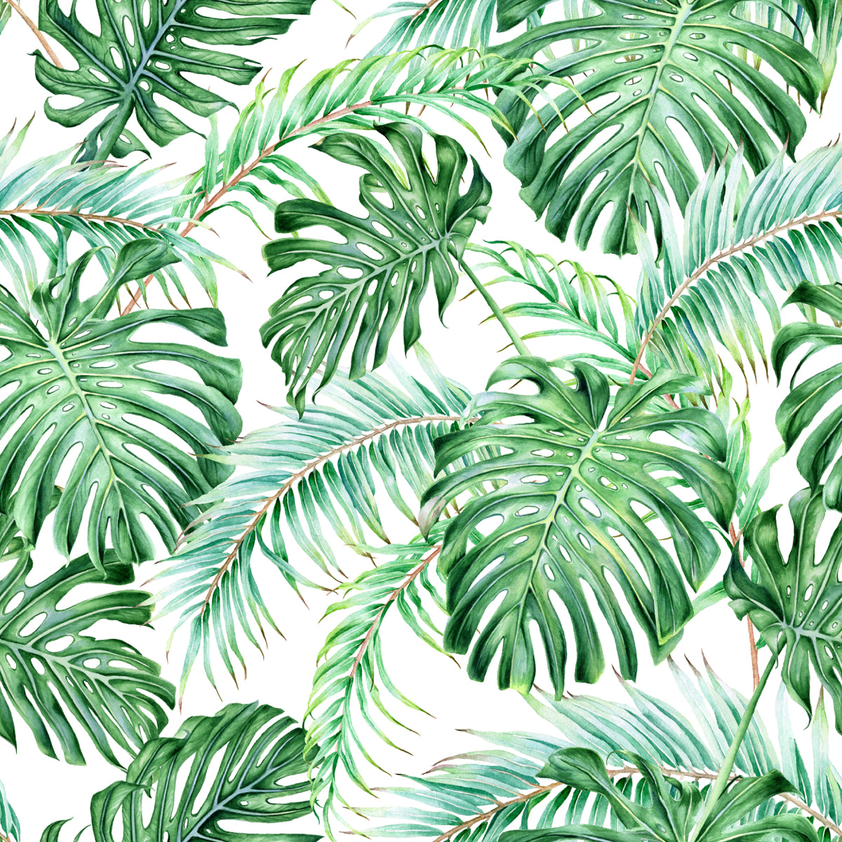 Tropical Green Monstera Leaf Wallpaper Design
