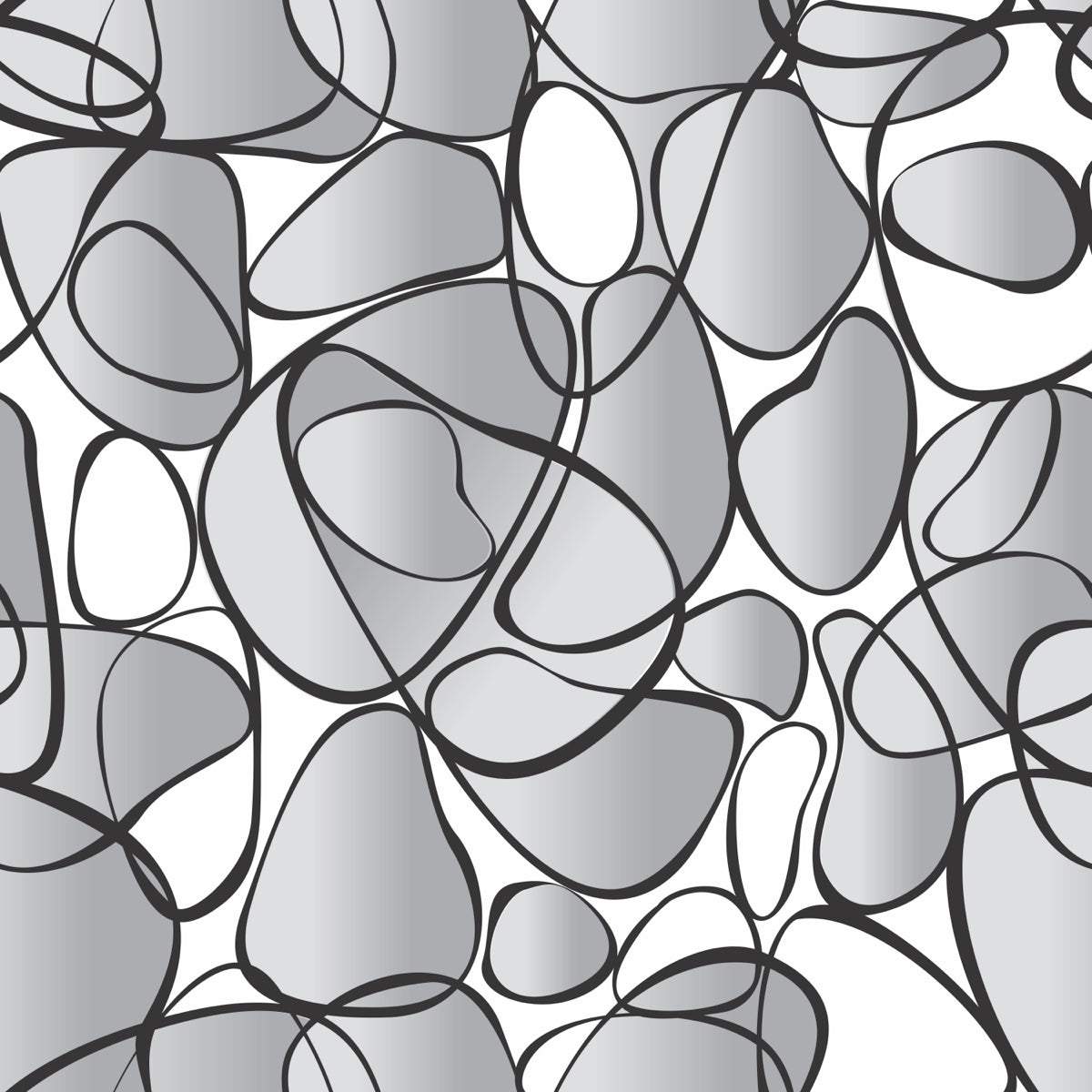 Abstract Grey Pebble Pattern with Bold Outlines