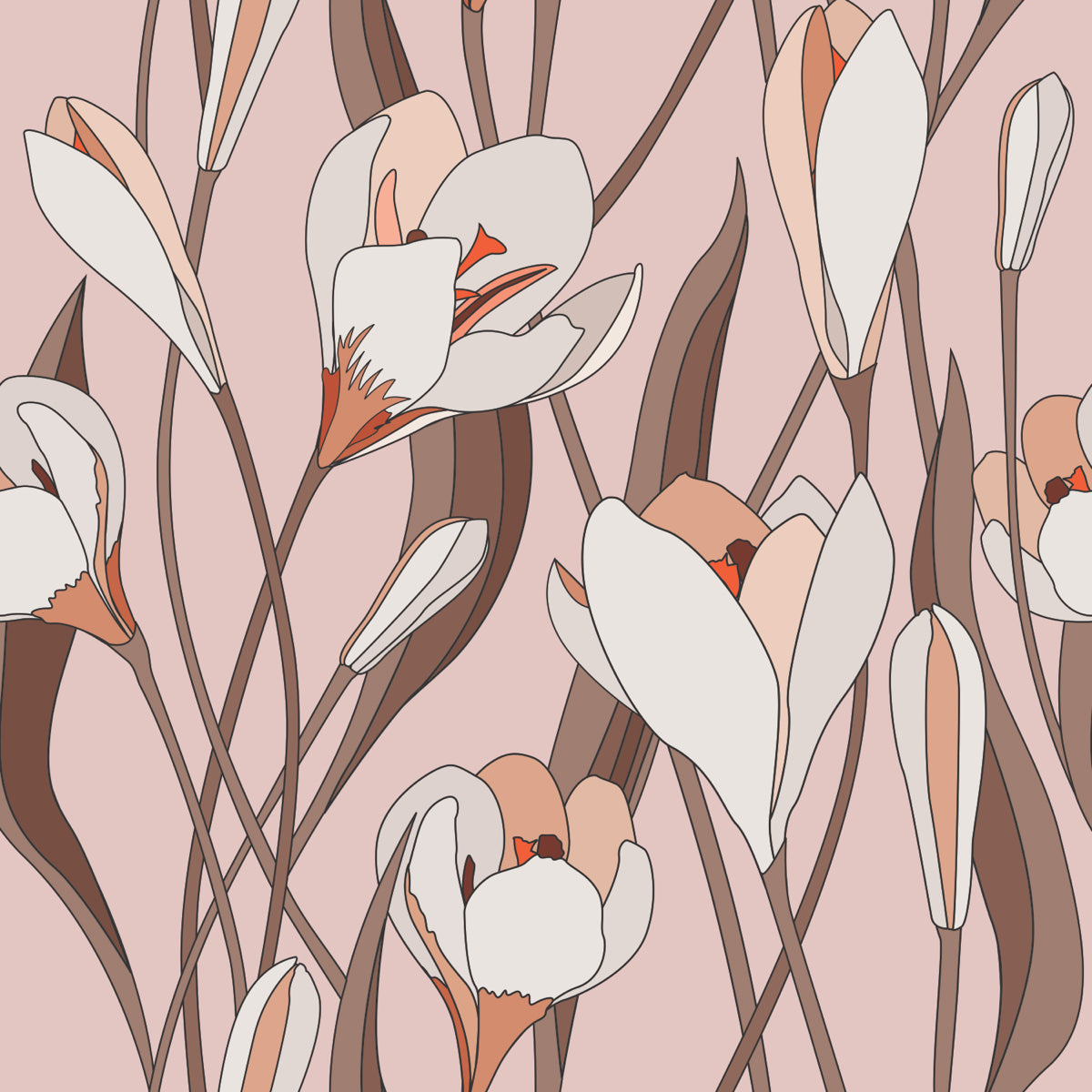 Elegant Pink Floral Pattern with Minimal Blooms