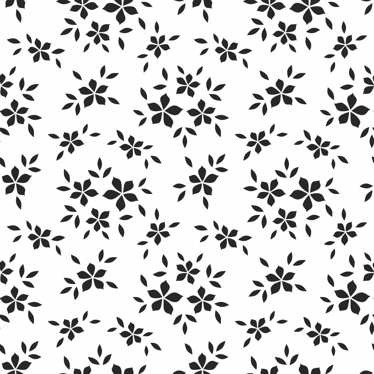 Minimalist Black Floral Pattern on White