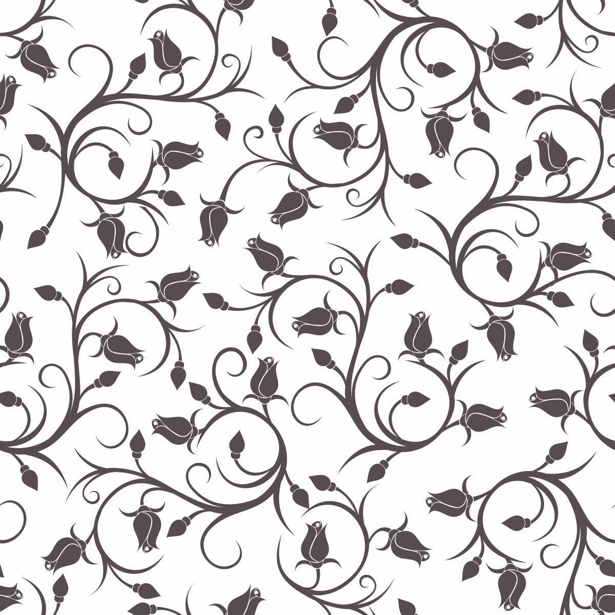 Elegant Floral Vine Pattern in Monochrome