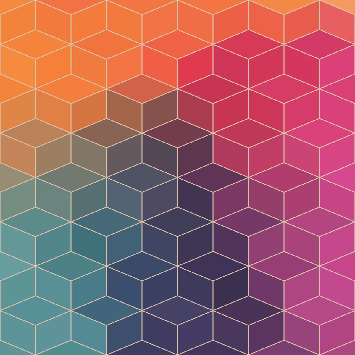 Vibrant 3D Hexagon Gradient Geometric Pattern