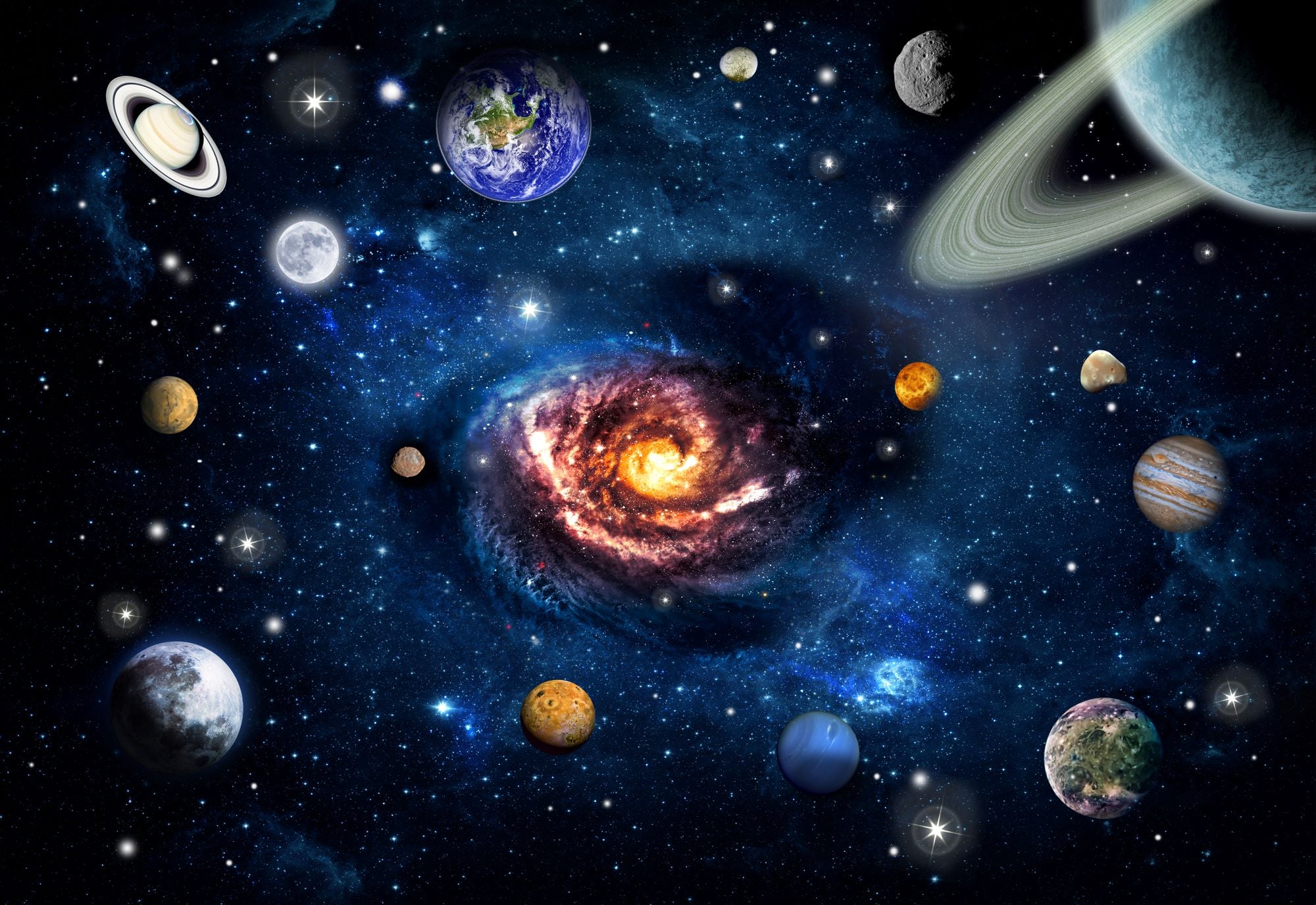 Vibrant Solar System and Galaxy View