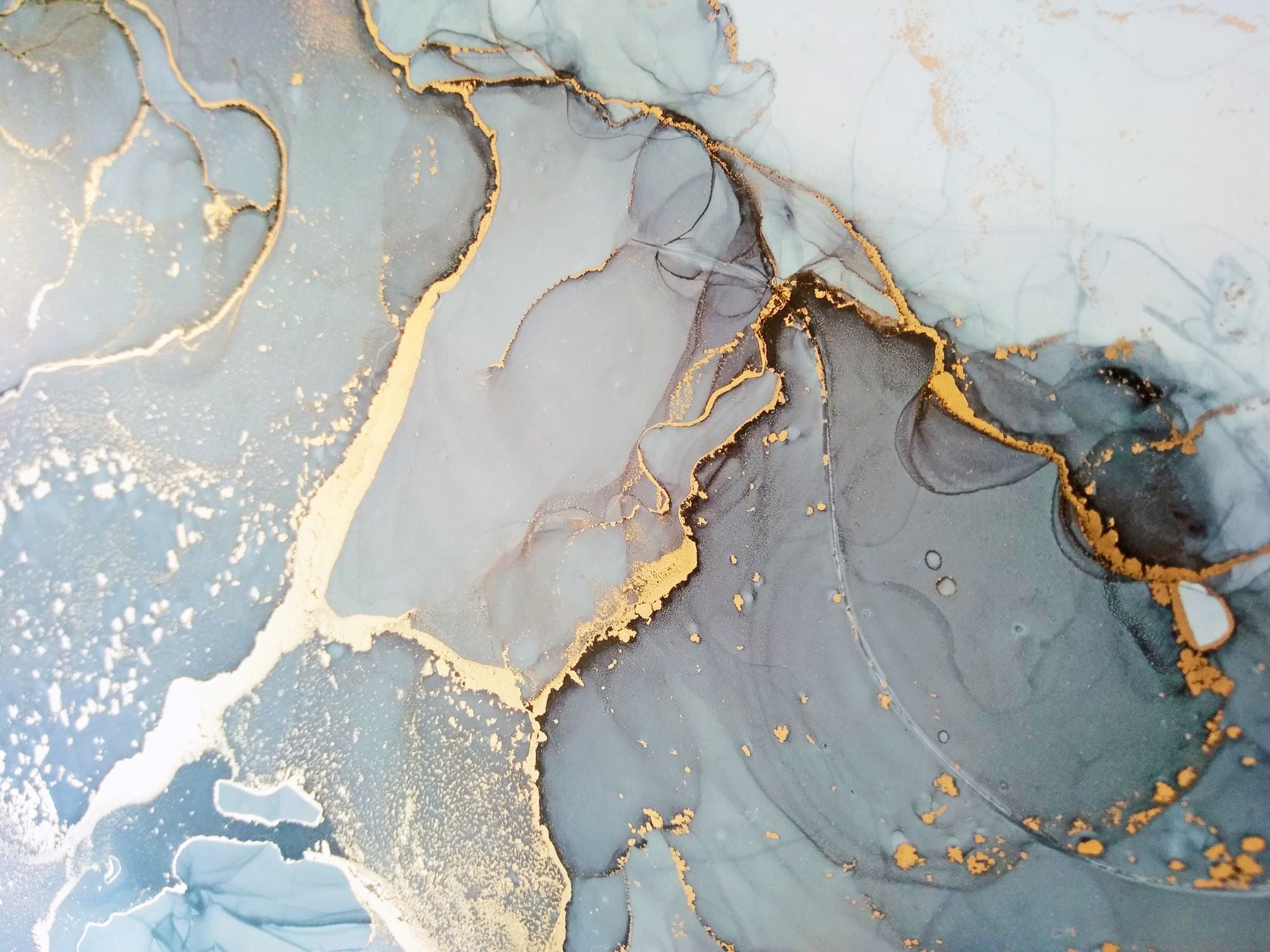 Elegant Blue Marble with Gold Veins