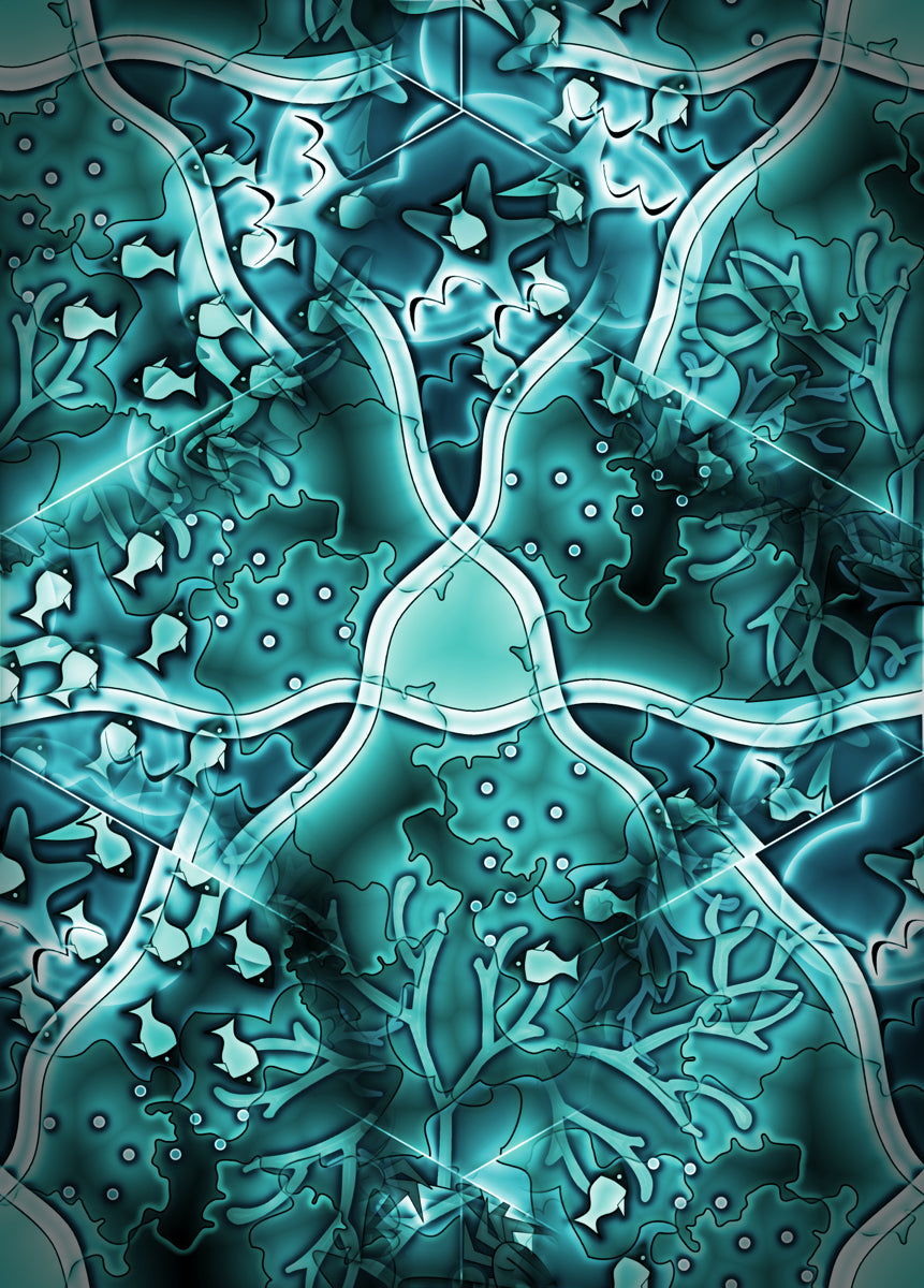 Futuristic Aqua Organic Patterned Surface Design