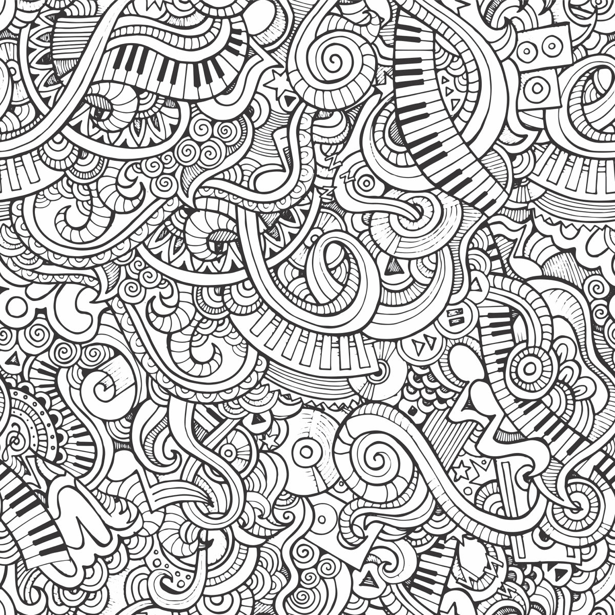 Black and White Music Doodle Art Pattern