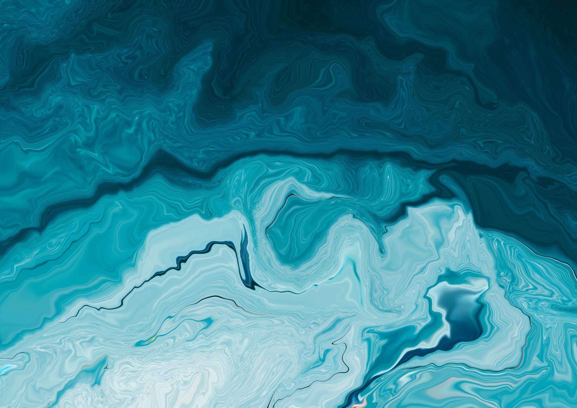 Deep Ocean Marble Flow Art