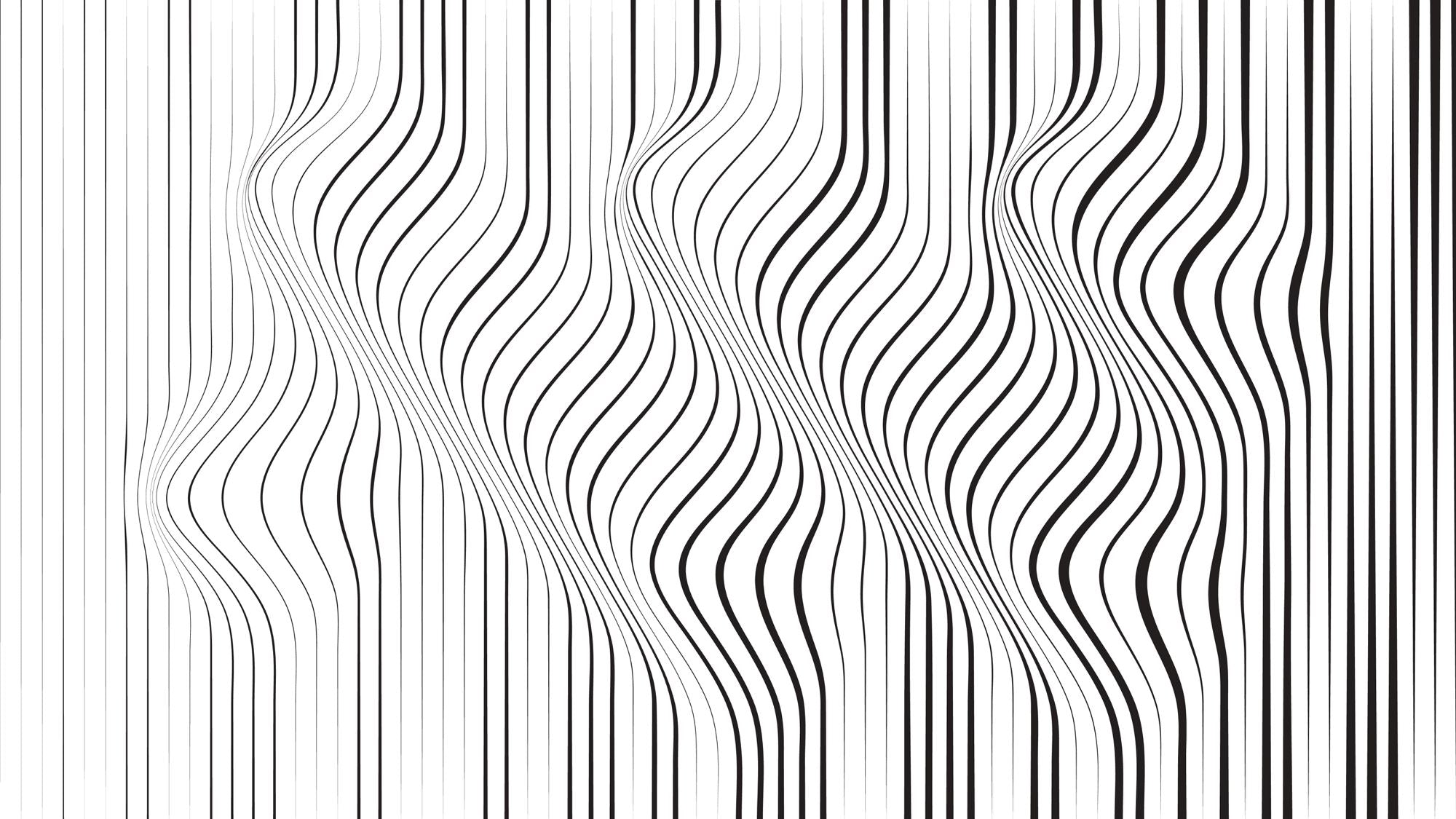 Wavy Black and White Line Art