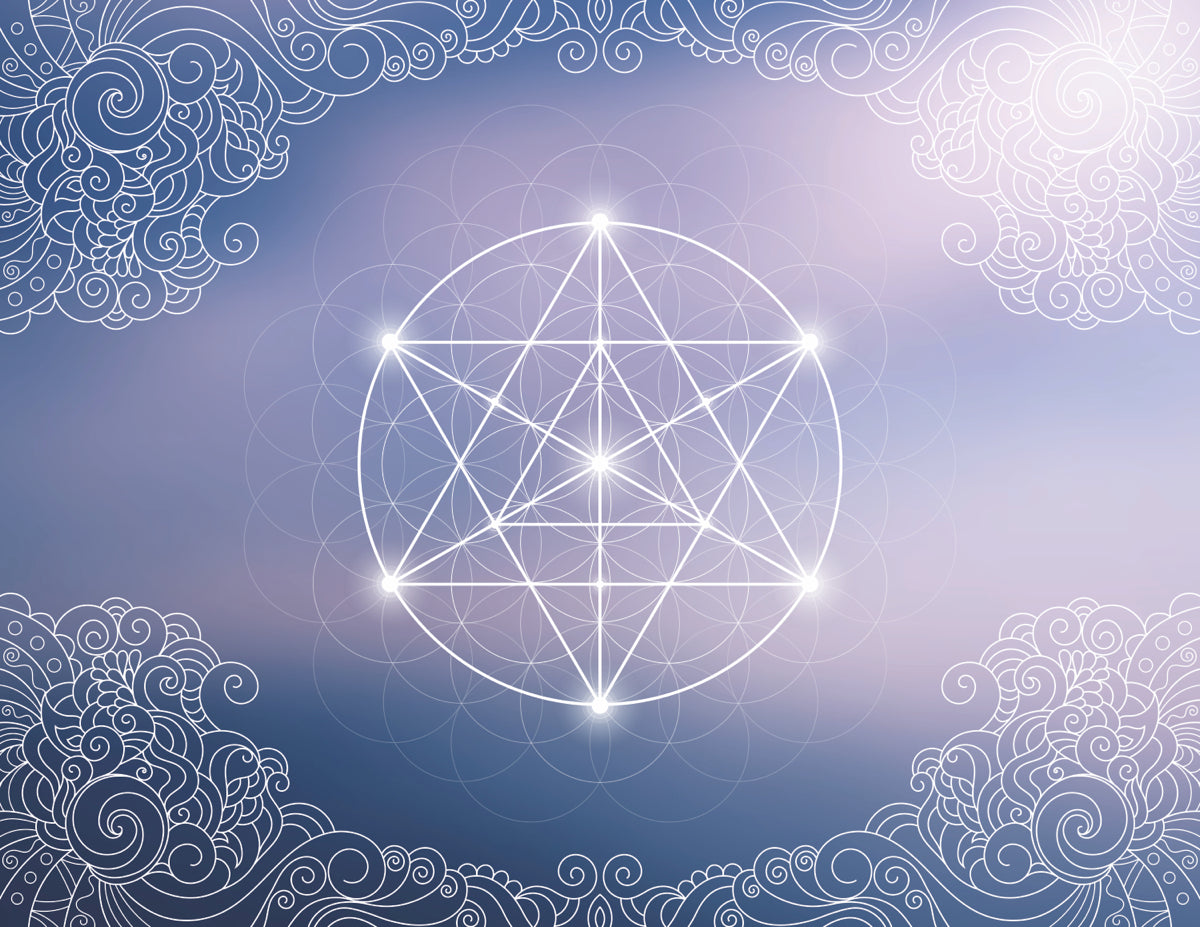 Sacred Geometry with Ornamental Line Art Frame