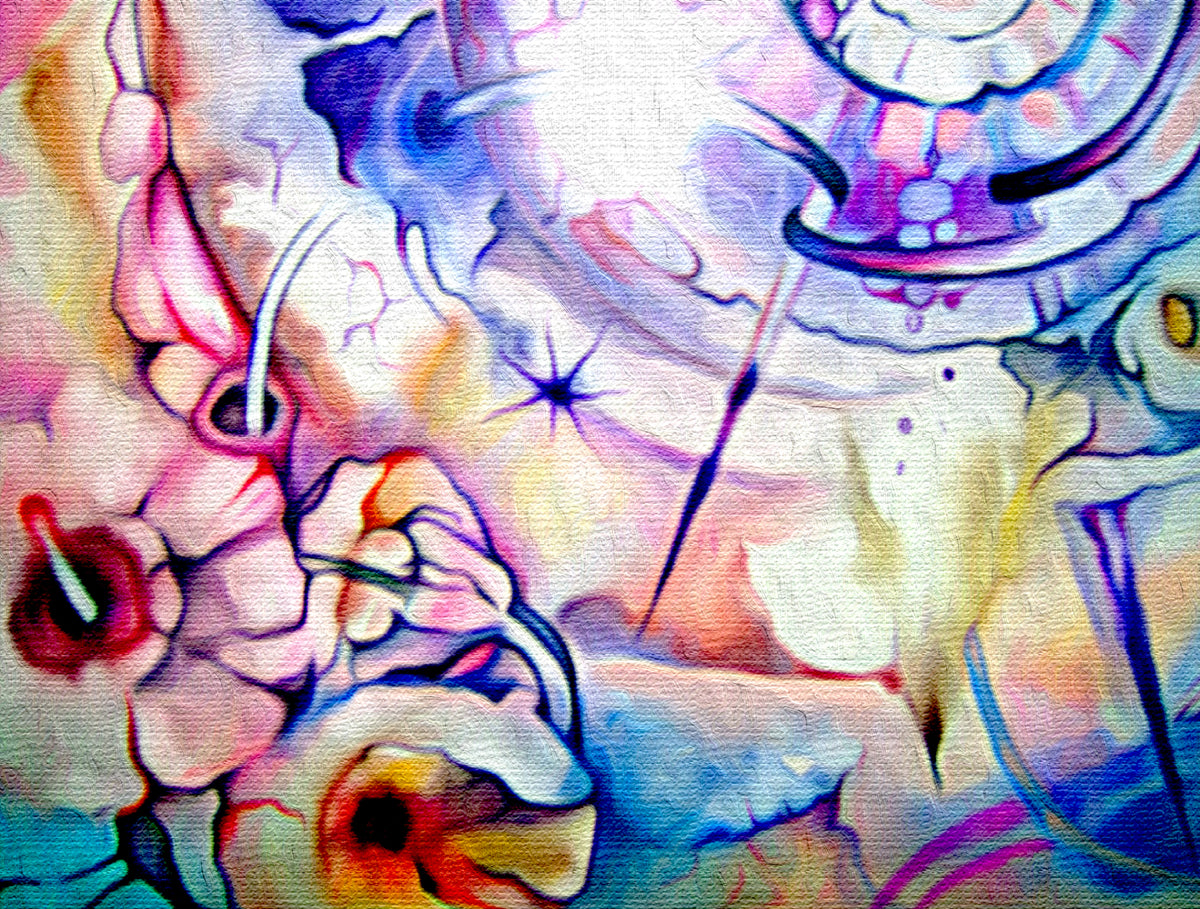 Abstract Pastel Floral Swirl Canvas Texture Art