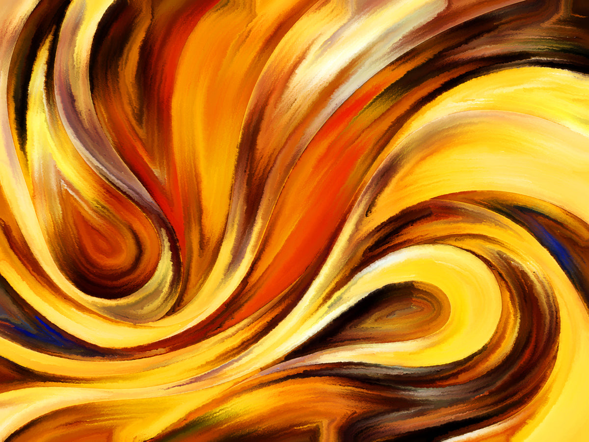 Fiery Swirl Abstract in Yellow and Orange Tones