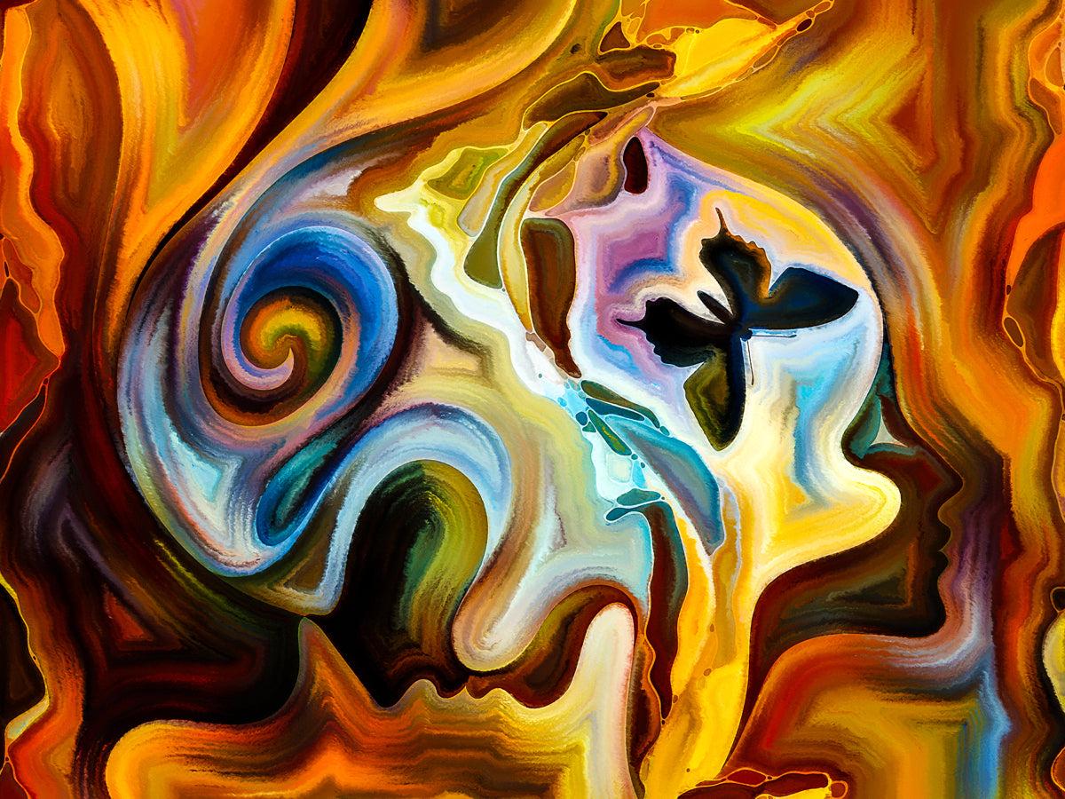 Colorful Abstract Swirl with Butterfly Motif