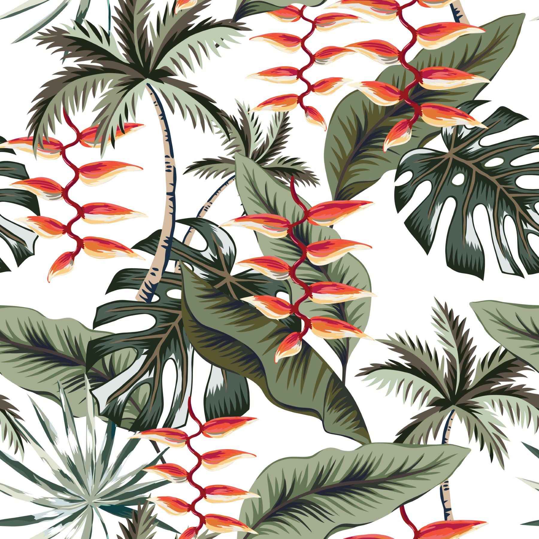 Tropical Leaves and Heliconia Art