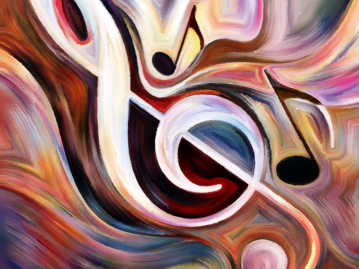 Abstract Musical Notes in Vivid Swirl Colors