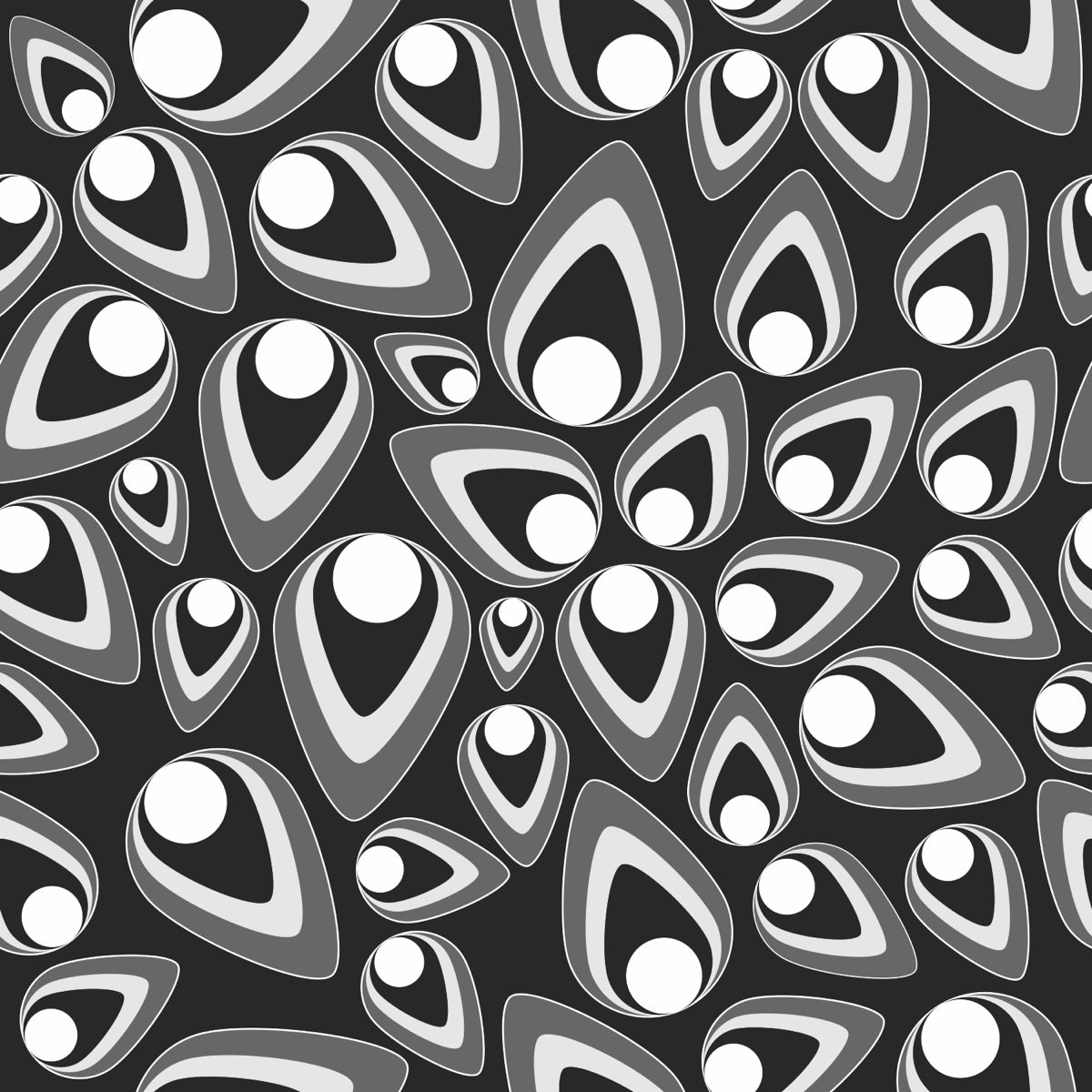 Retro Black & White Teardrop Pattern Design