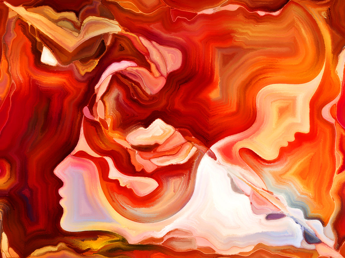 Abstract Human Faces in Fiery Color Palette
