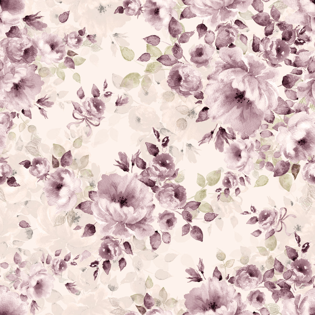Vintage Lilac Floral Watercolor Print Design