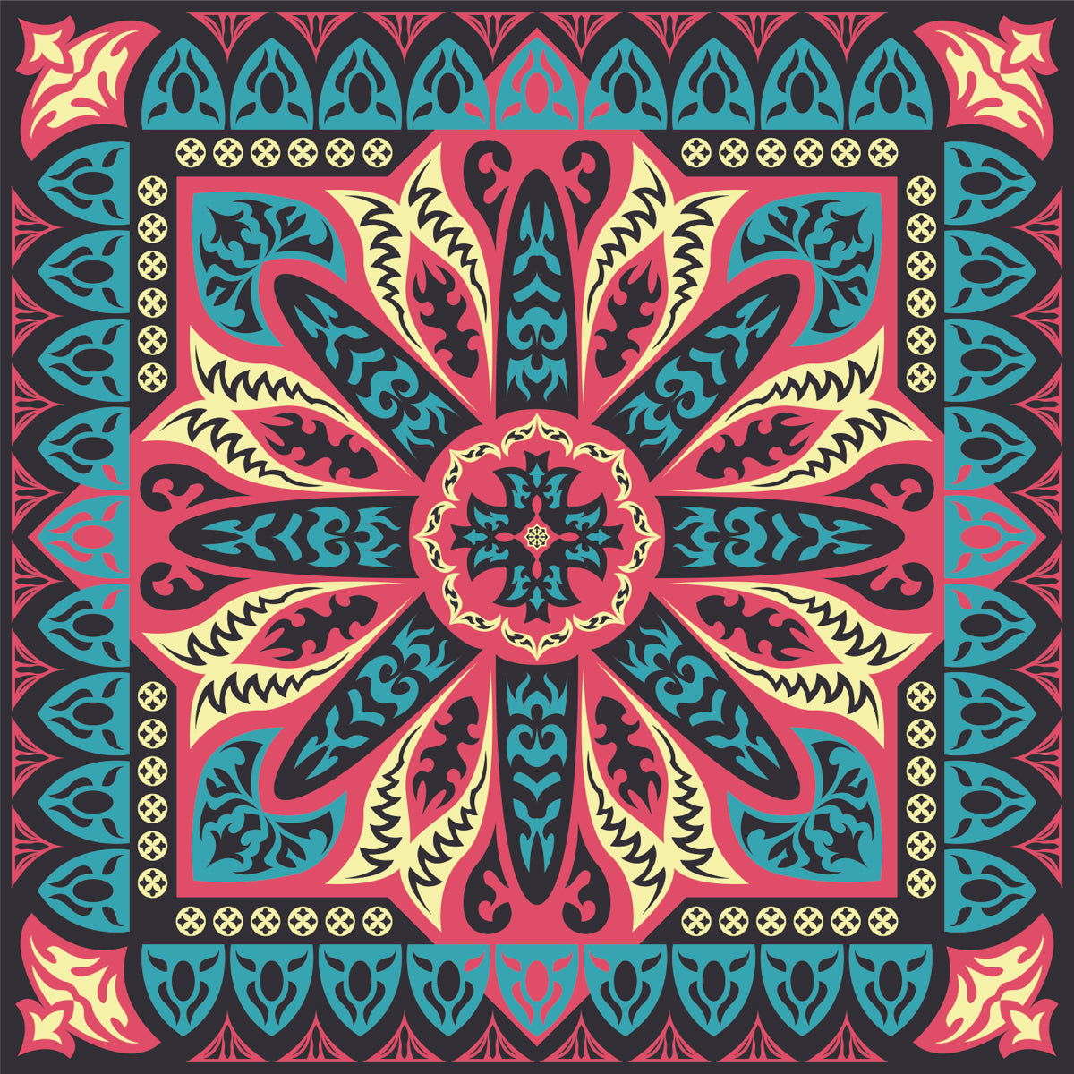 Bohemian Mandala Tile Design in Bold Colors