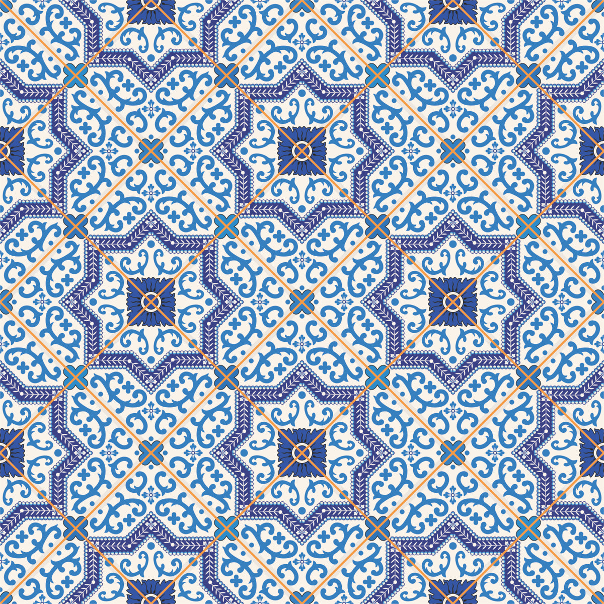 Moroccan Style Blue Geometric Tile Pattern