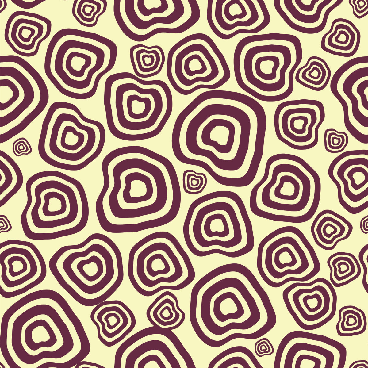 Retro Psychedelic Blob Pattern in Cream & Maroon