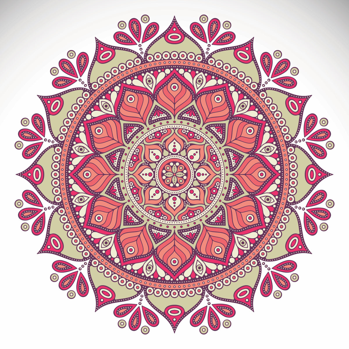Intricate Hand-Drawn Mandala in Red & Beige Tones
