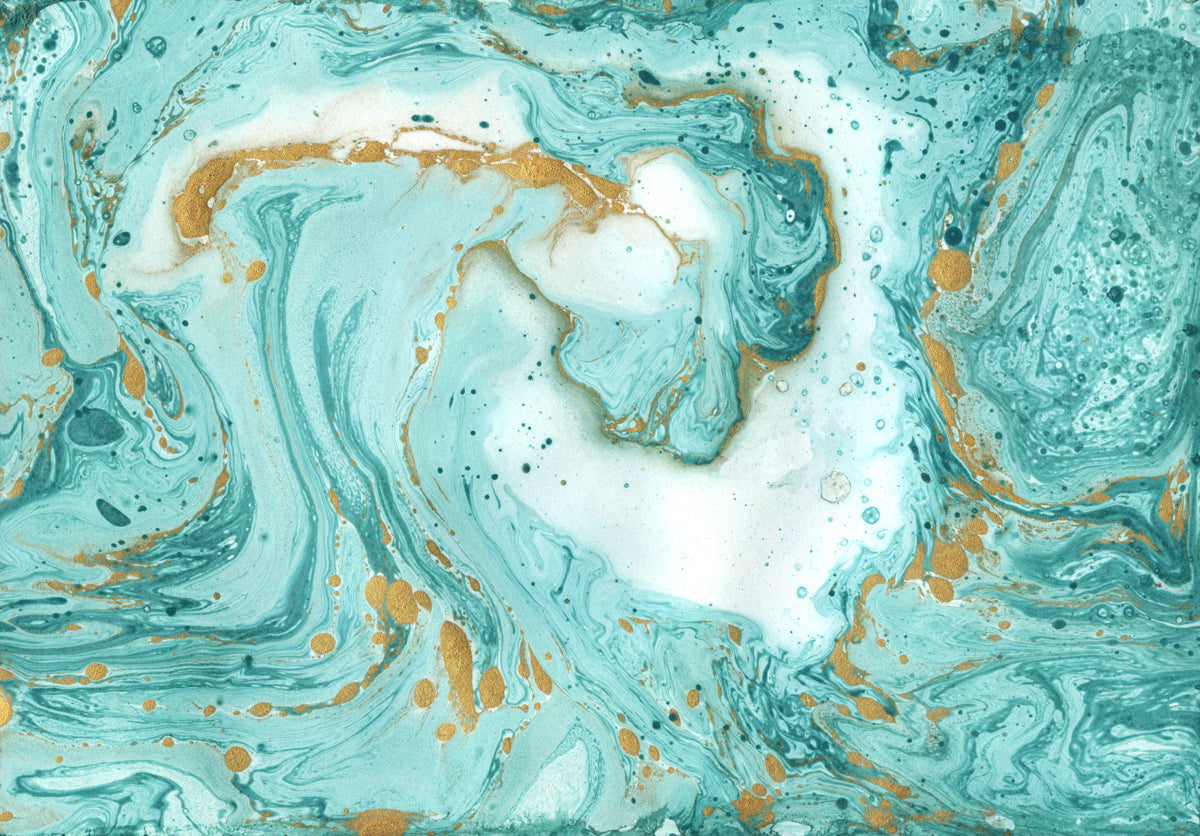 Elegant Turquoise Marble Texture with Gold Accents