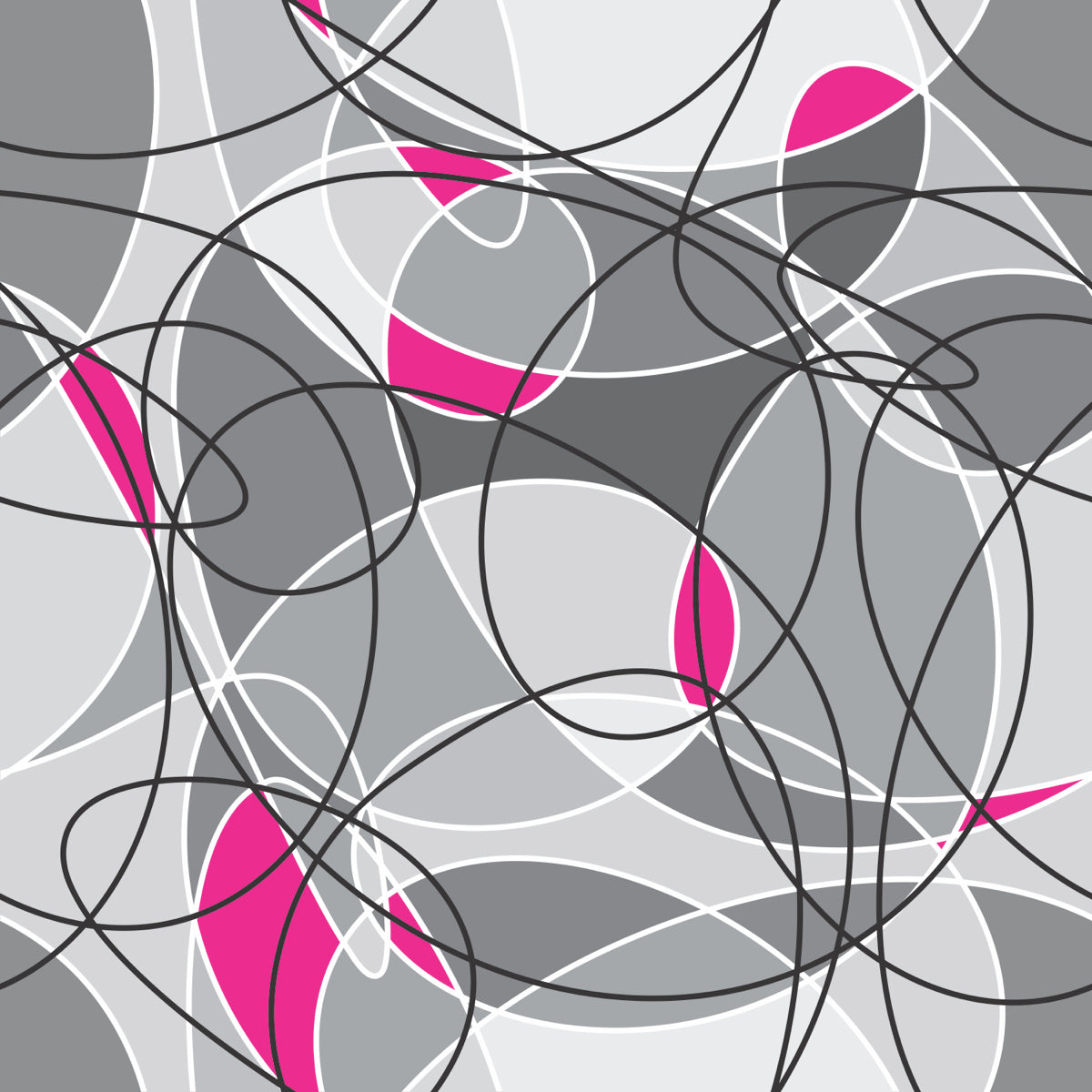 Modern Abstract Scribble Design Grey Wallpaper