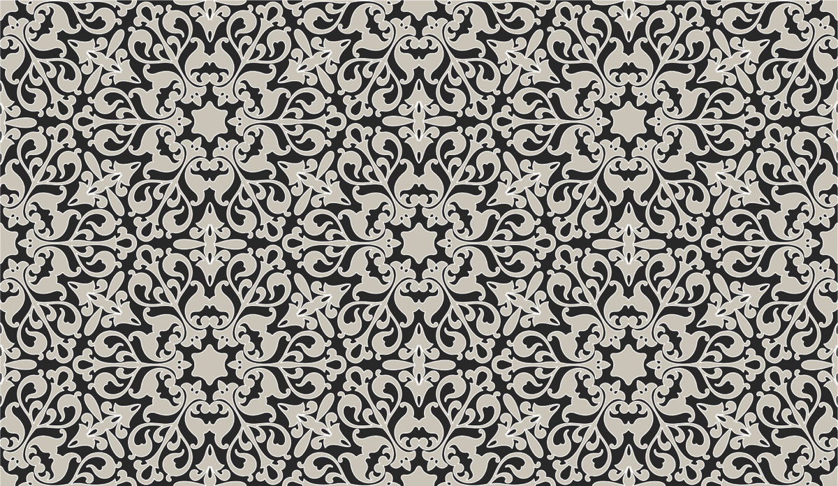 Elegant Beige and Black Vintage Floral Pattern