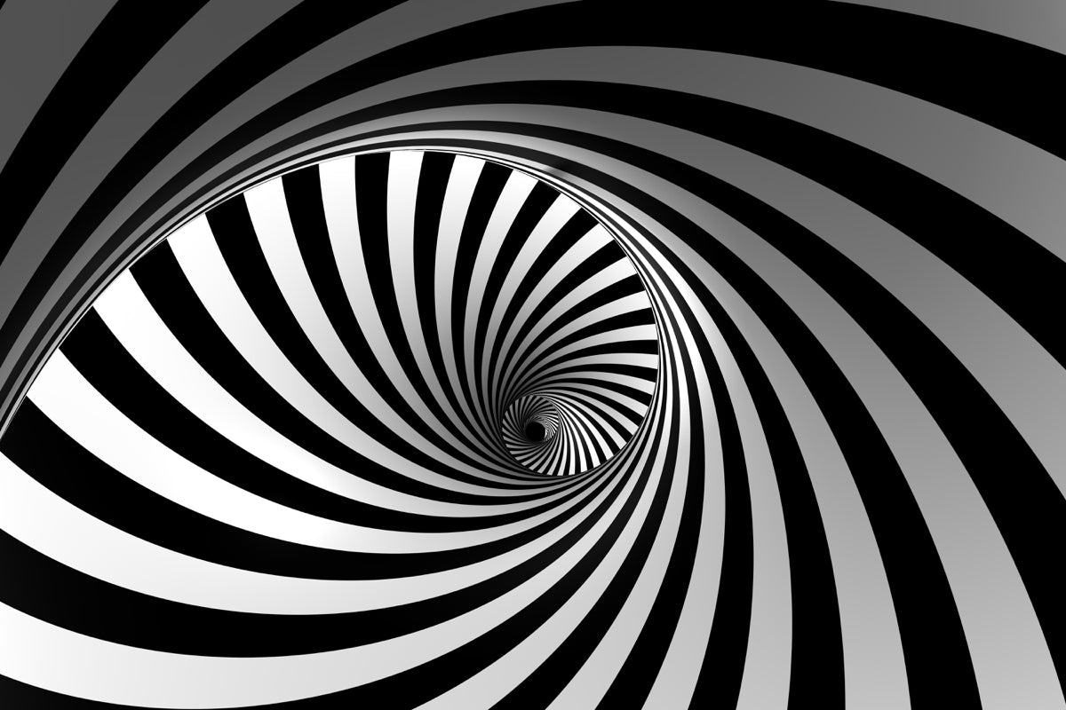 Hypnotic Black and White Spiral Illusion Art