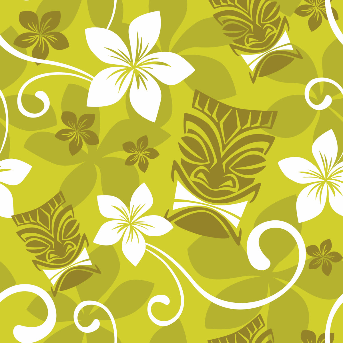 Tropical Tiki Mask & Floral Print Design
