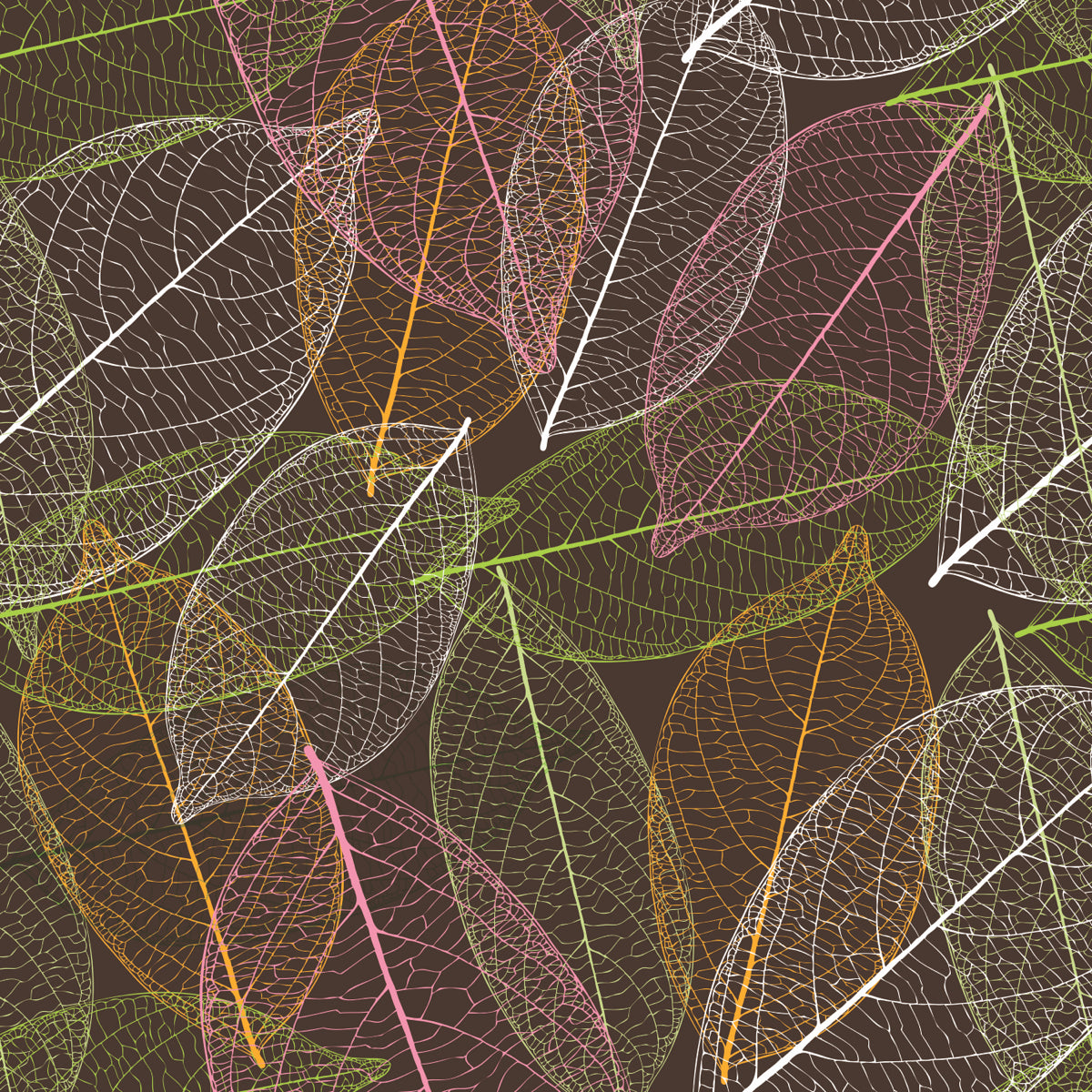 Multicolor Skeleton Leaf Pattern on Dark Background