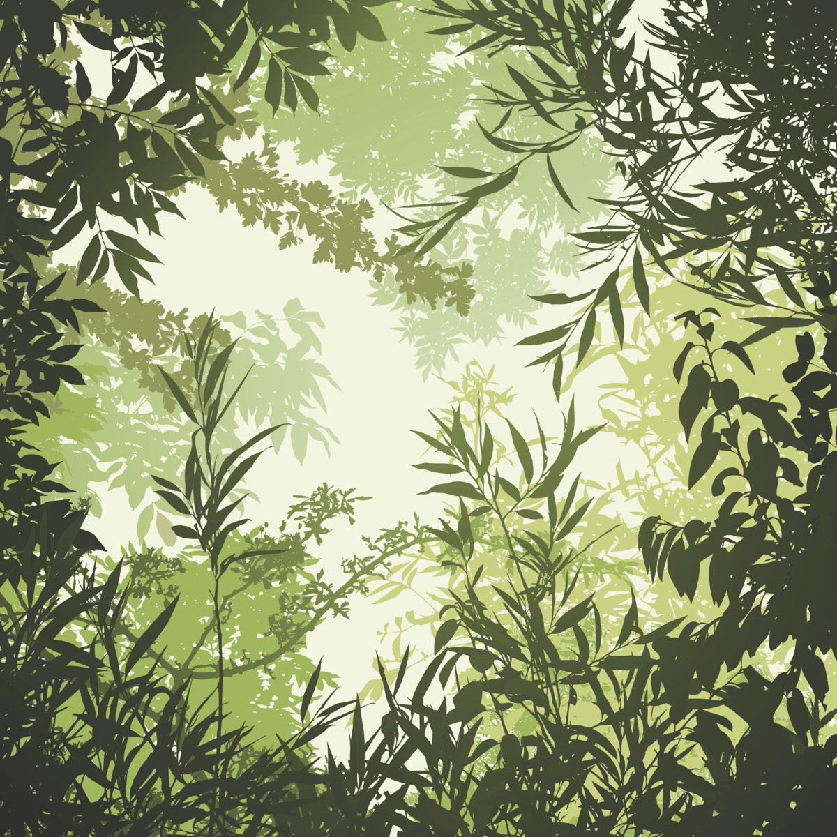 Lush Green Jungle Canopy Silhouette Illustration
