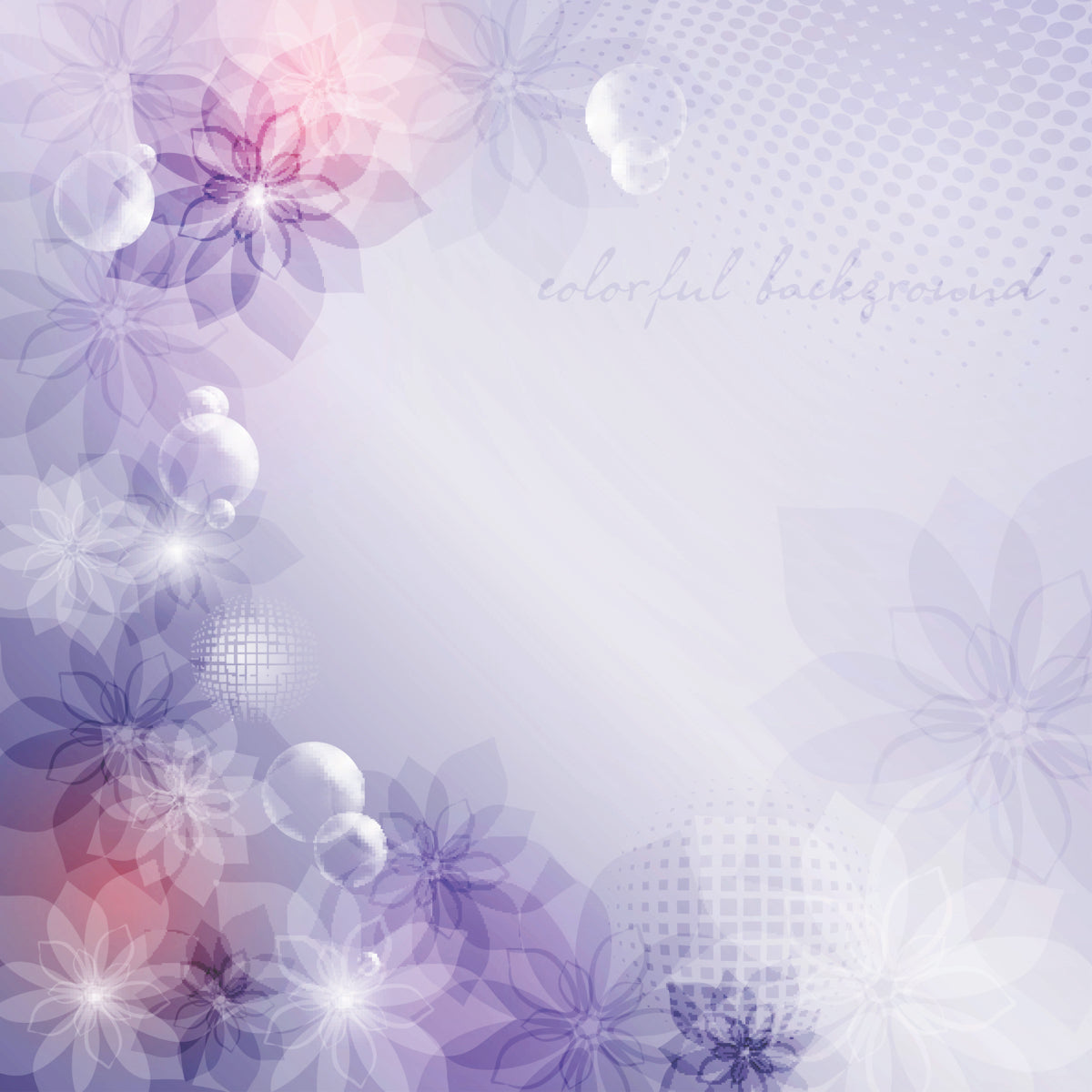 Elegant Purple Floral Bubble Art Background