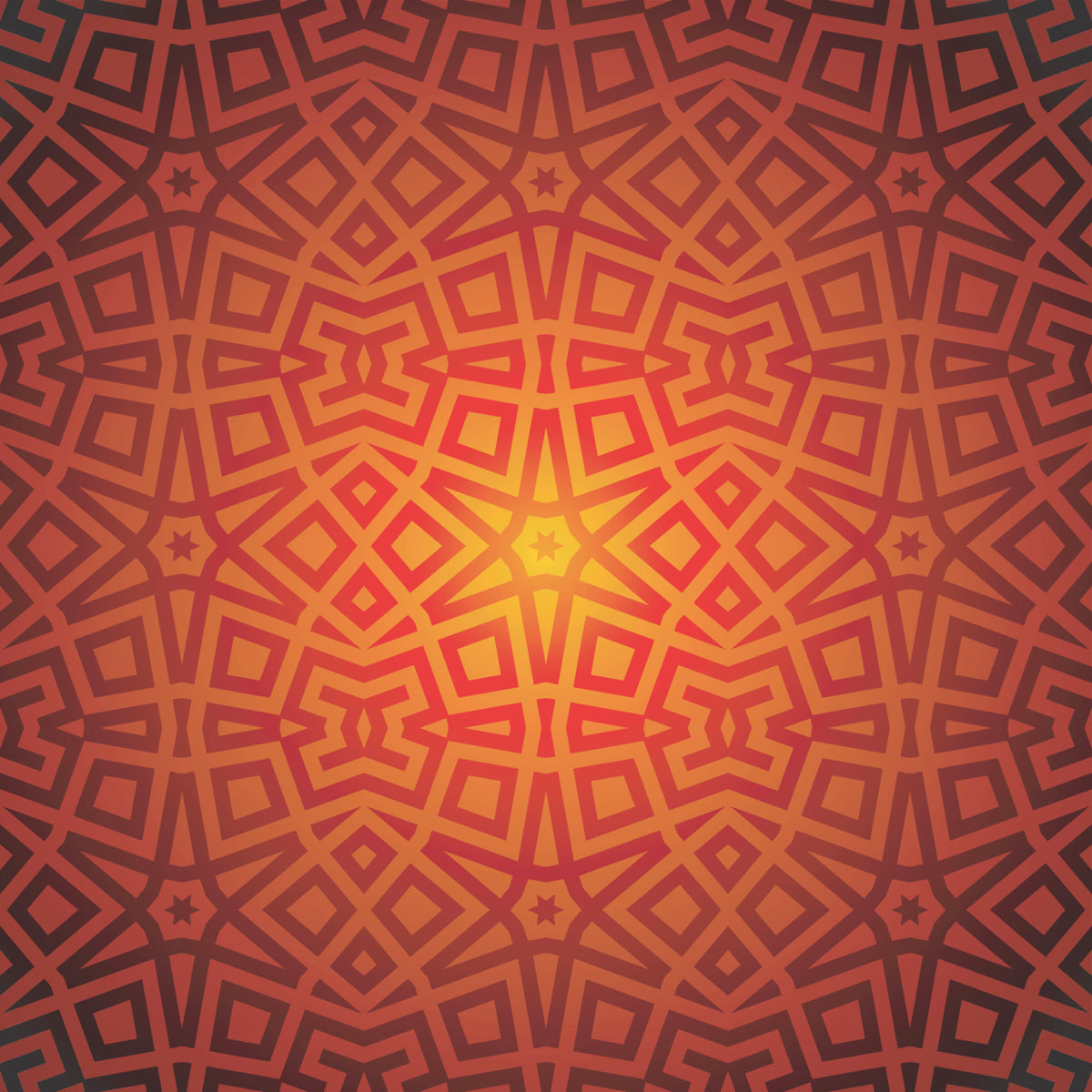 Geometric Radiant Pattern in Warm Sunset Tones