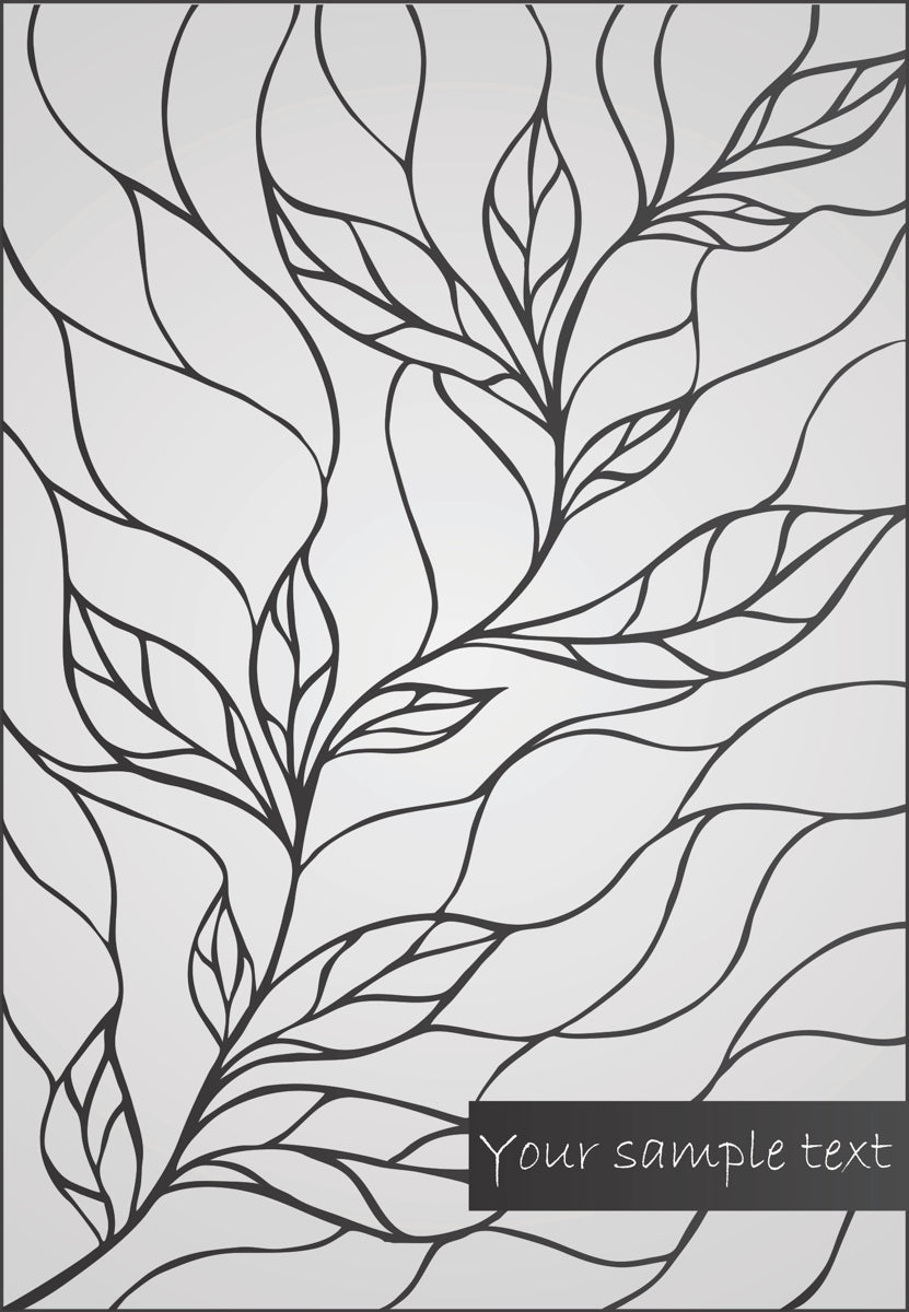 Elegant Black Leaf Line Art on Grey Background