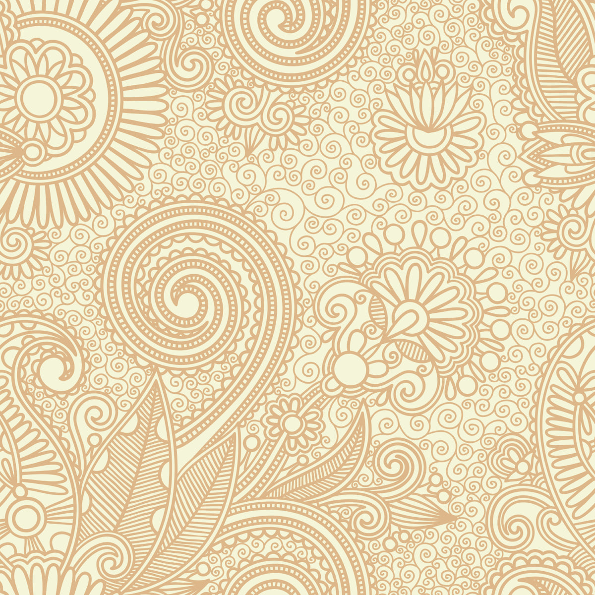 Intricate Beige Floral Paisley Pattern Design