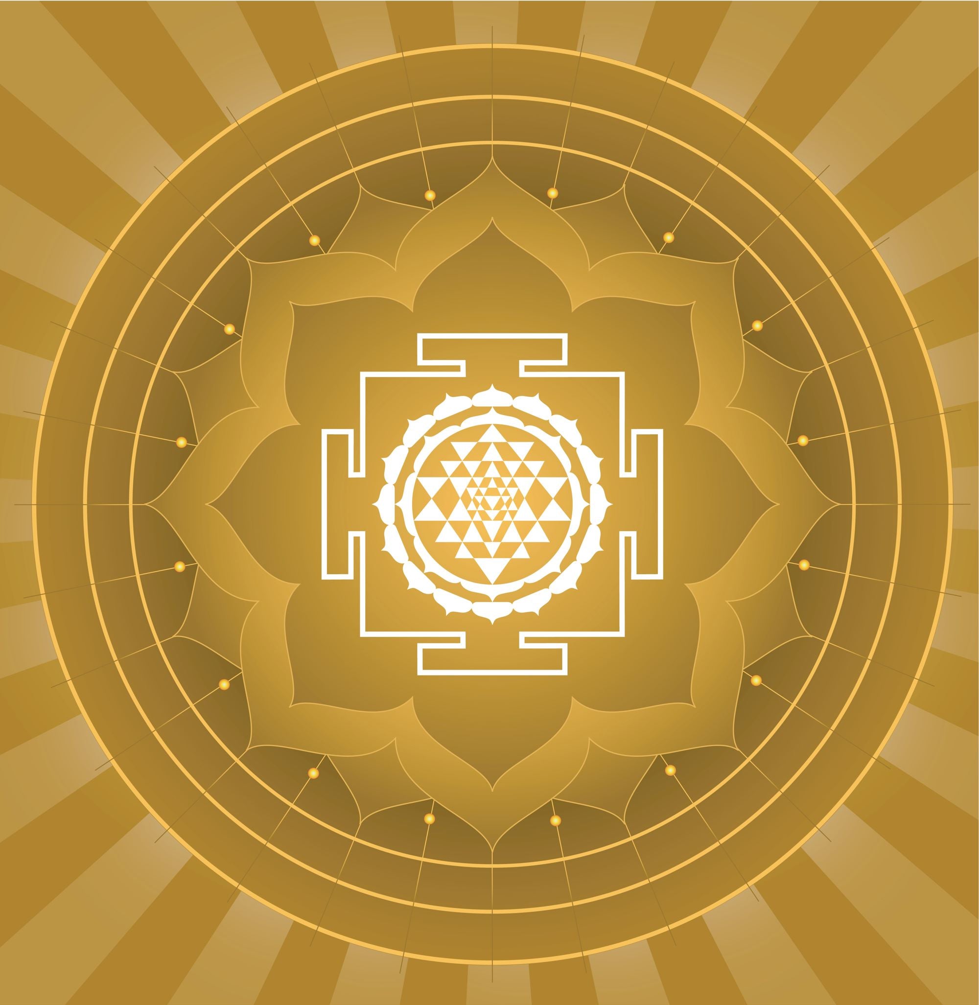 Golden Sri Yantra Mandala with Divine Geometry
