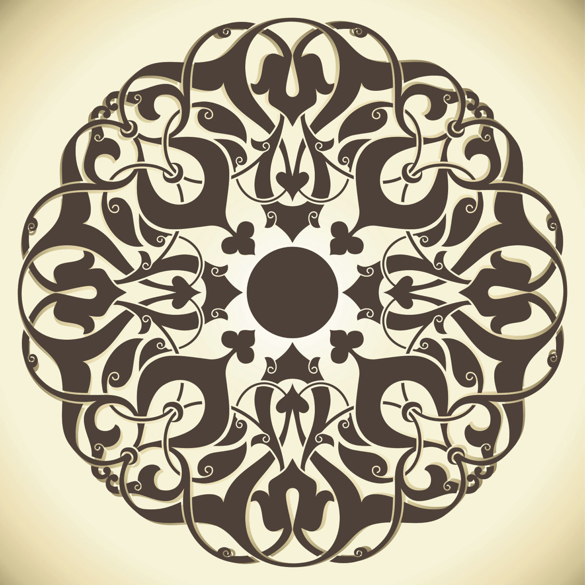 Ornate Vintage Mandala in Bold Brown Tones